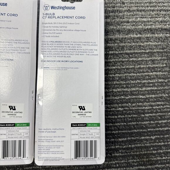 Westinghouse 3Pk Bulb Replacement Cord Replacement Cord White PVC - Picture 6 of 11